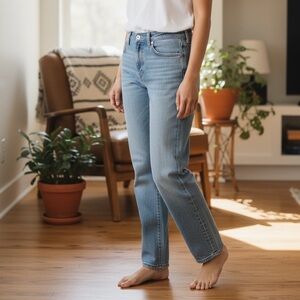 Hollister Light Blue Straight Leg Jeans 8 Regular